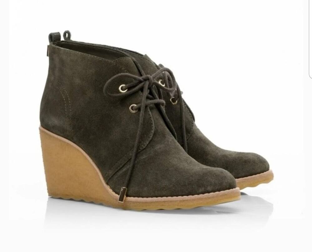 Tory Burch Vicki wedge booties 10.5M suede 31128337 gum sole